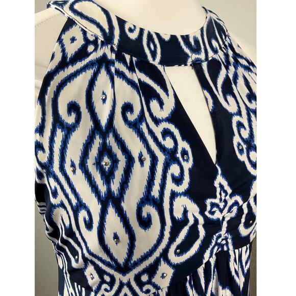 INC International Concepts Maxi Dress Halter Blue White Indie Babydoll Medium - Picture 9 of 12